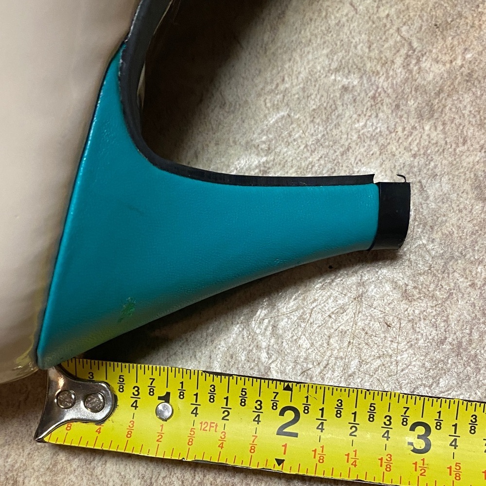 TUK Women's Leather White, Teal, and Black Size 9M Heels Elegant Formal Office - Picture 8 of 13